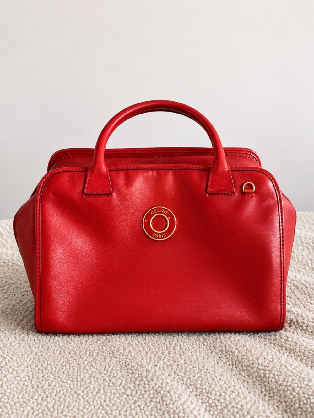 Vintage Céline Paris - Red Top Handle Bag with Circle Logo